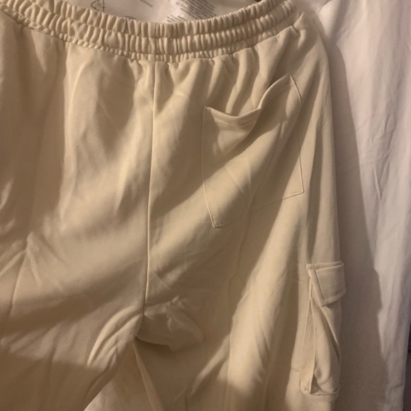 Cargo joggers in cream with drawstring elastic waist and ankles. New in bag. - Picture 7 of 9